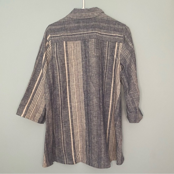Soft Surroundings Women’s Linen Blend Tunic Top Size Small Blue Button Down - Picture 2 of 6